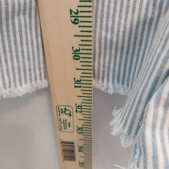 Wallflower Tomboy Fit Utility Shortalls Sz L Denim Pinstripes Cutoffs Romper - Picture 5 of 12